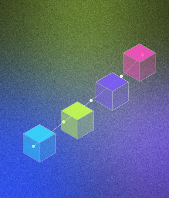Chain of isometric blocks representing smart contract deployment