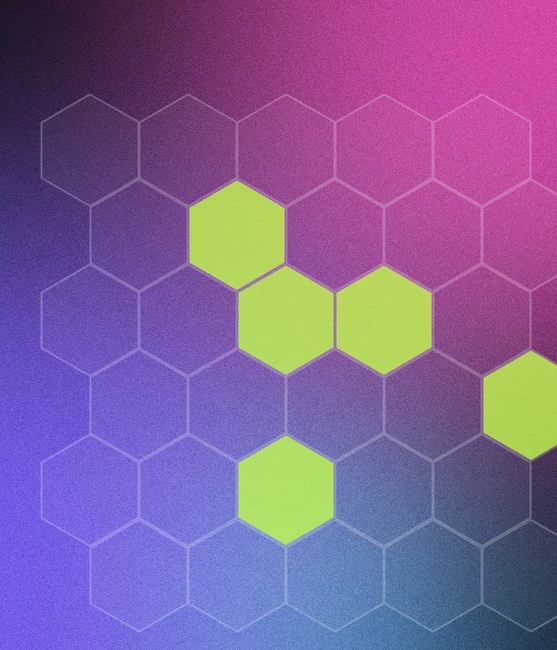 Hexagon grid with highlighted tiles representing NFT membership passes